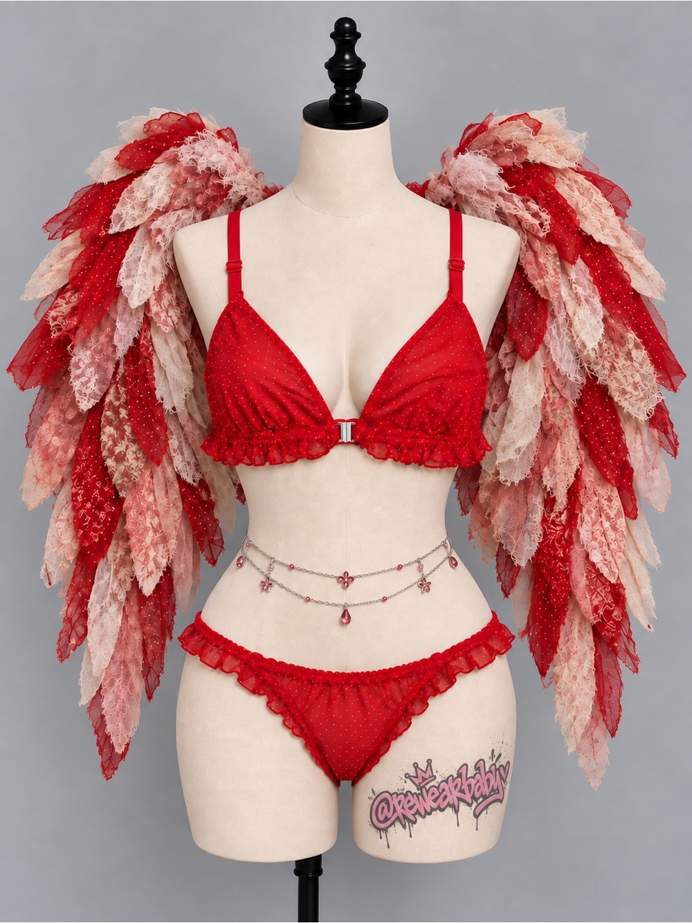🍒3/33$ La Vie En Rose Red Ruffle Triangle Bralette